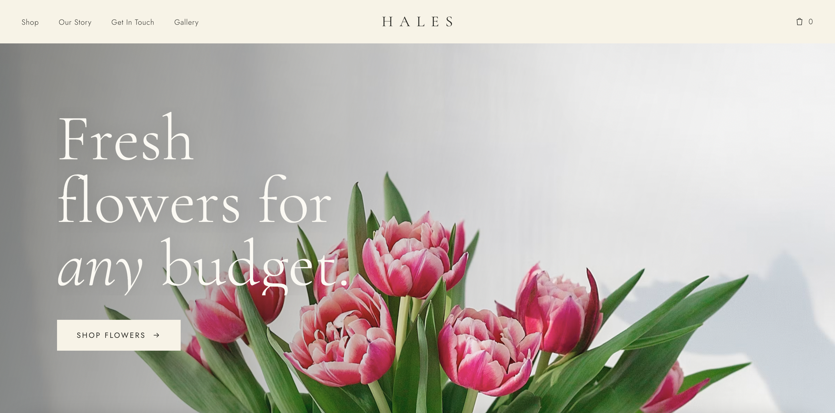 Floral company website hero